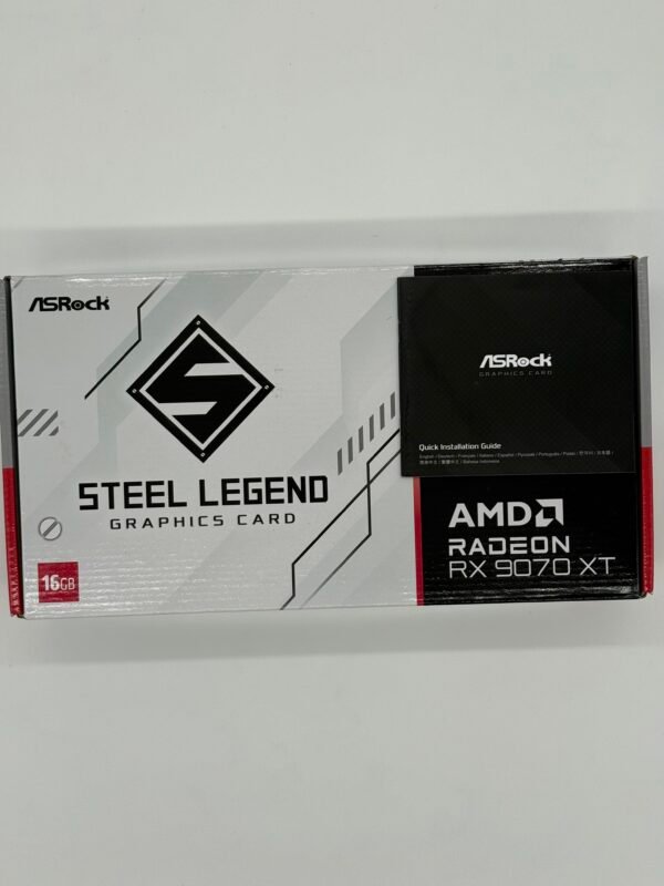 ASRock 9070XT Steel Legend Box with quick installation guide